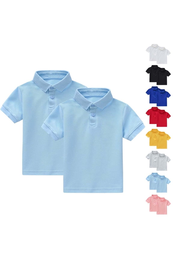 Kids School Uniform Shirt 4 Years Boys polo T-Shirts Round Neck School Uniform T Shirt White Size 4 Years