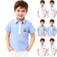 thumbnail image 1 of Piuwrlz Kids School Uniform Shirt 7-8 Years Boys polo T-Shirts Stripe Lapel Collar Button Shirt School Uniform T Shirt Blue Size 7-8 Years, 1 of 8