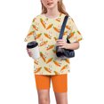 thumbnail image 1 of Piuwrlz Kids Short Sets Boys Girls Summer Outfit Set Loose T-Shirt and Shorts Set Orange Size 12, 1 of 9