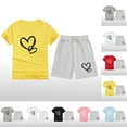 thumbnail image 1 of Piuwrlz Kids Short Sets Boys Girls Summer Outfit Set Printed Round Neck Tight Shirt T-Shirt and Shorts Set Black Size 4 Years, 1 of 4
