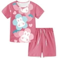thumbnail image 1 of Piuwrlz Kids Short Sets Boys Girls Summer Outfit Set Printed T-Shirt and Shorts Set Hot Pink Size 4-5 Years, 1 of 6