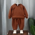 thumbnail image 1 of Piuwrlz Kids Sweatsuits 2pcs Jogger Set Girls Boys Two Piece Sweatshirt and Sweatpants Fashionable Printed Round Neck Shirt Hood Activewear Set Coffee Size 6-7 Years, 1 of 5