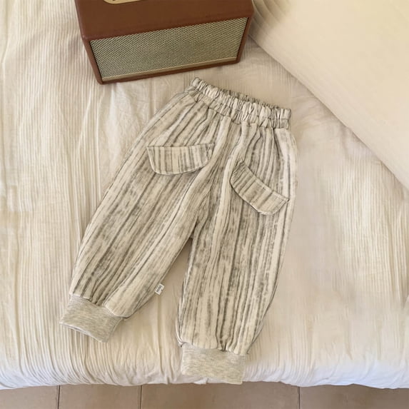 Piuwrlz Kids Thick Plush Pants Girls Boys Long Fleece Joggers Cotton Velvet Tight Beige Size 11-12Years