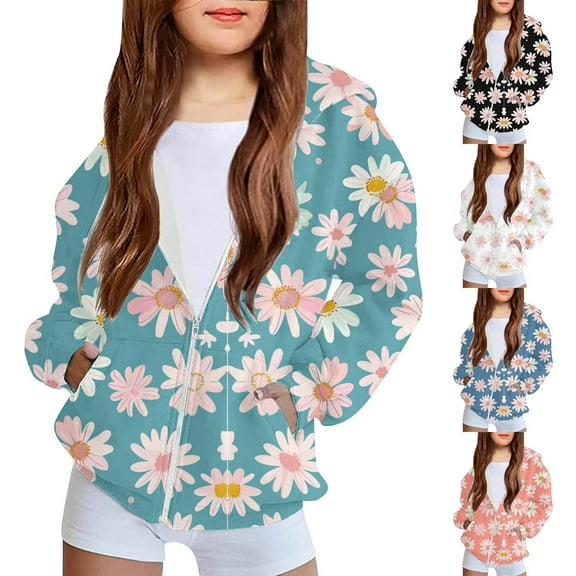 Piuwrlz Lightweight Jacket Kids Girls Hooded Jackets Winter for Girl Sweatshirt White Size 7 Years