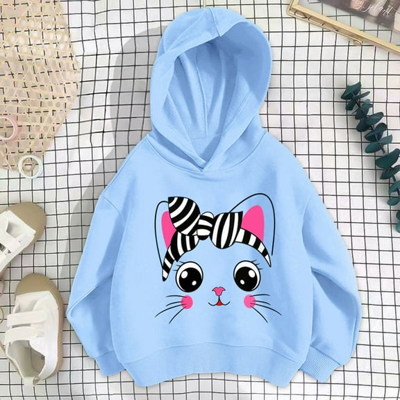 Piuwrlz Long Sleeve Hoodies for Kids Girls Boys Hood Sweatshirts Loose Stripe Hoodie Blue Size 8 Years