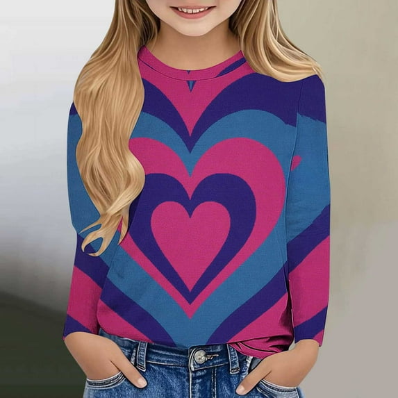 Piuwrlz Long Sleeve T-Shirt for Kids Girls Boys Cotton Shirts Fashionable Printed Round Neck T Shirt Tops Multicolor Size 110