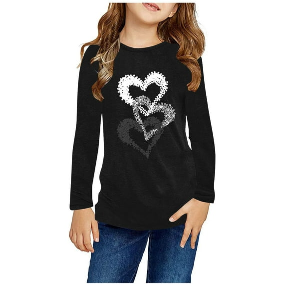 Piuwrlz Long Sleeve T-Shirt for Kids Girls Boys Cotton Shirts T Shirt Tops Black Size 11 Years