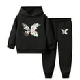 thumbnail image 1 of Piuwrlz Long Sweatshirt Sleeved and Elastic Waist Pants Little Girls Boys Sweatsuits 2pcs Sets New Fashionable Hood Activewear Set Black Size 120, 1 of 8