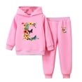 thumbnail image 1 of Piuwrlz Long Sweatshirt Sleeved and Elastic Waist Pants Little Girls Boys Sweatsuits 2pcs Sets New Fashionable Hood Activewear Set Pink Size 110, 1 of 8