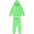 thumbnail image 1 of Piuwrlz Long Sweatshirt Sleeved and Elastic Waist Pants Little Girls Boys Sweatsuits 2pcs Sets New Hood Activewear Set Green Size 10-11 Years, 1 of 2