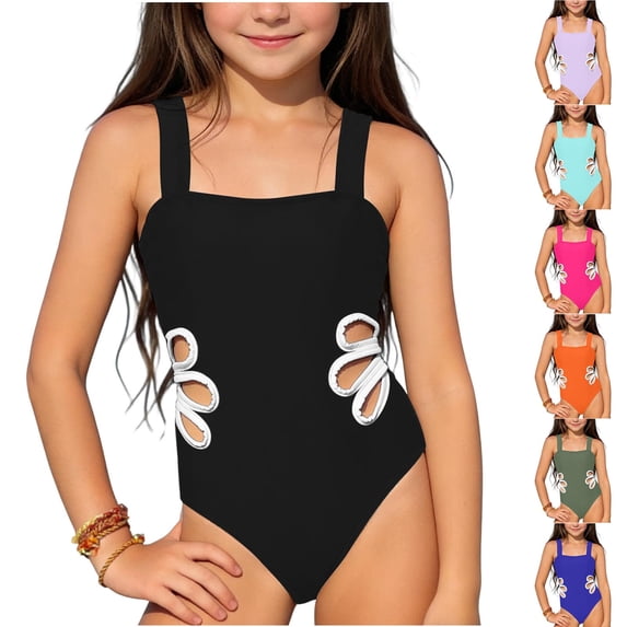 Piuwrlz Orange Swimsuit Toddler Girls Swimming Suit One Piece Swimwear Dress Orange Size 130