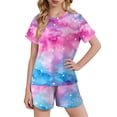 thumbnail image 1 of Piuwrlz Outfit Set Girls Short Sets Suummer T-Shirt and Shorts Set Pink Size 7 Years, 1 of 8