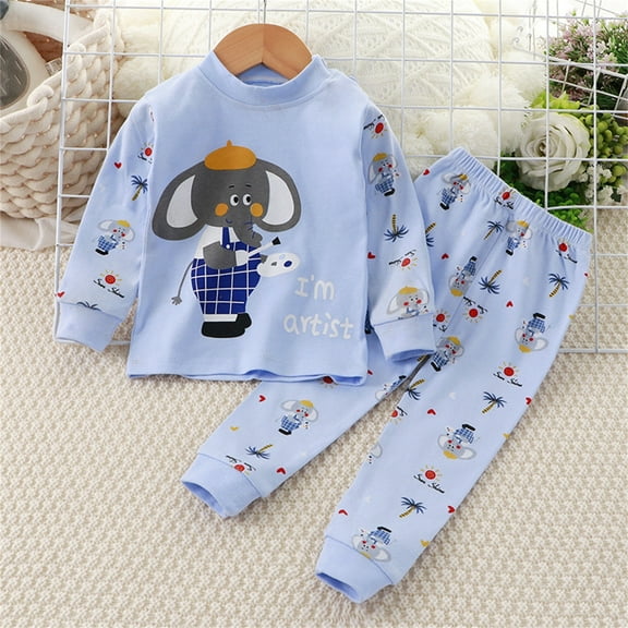Piuwrlz Pajamas Sets Girls Sleepwear Sets Cowl Neck Cotton Nightwear Blue Size 4 Years