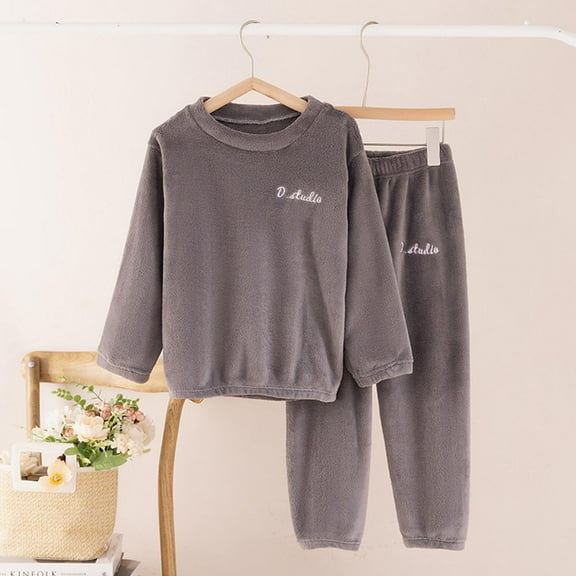 Piuwrlz Pajamas Sets Girls Sleepwear Sets Plush Nightwear Gray Size 2-3Years