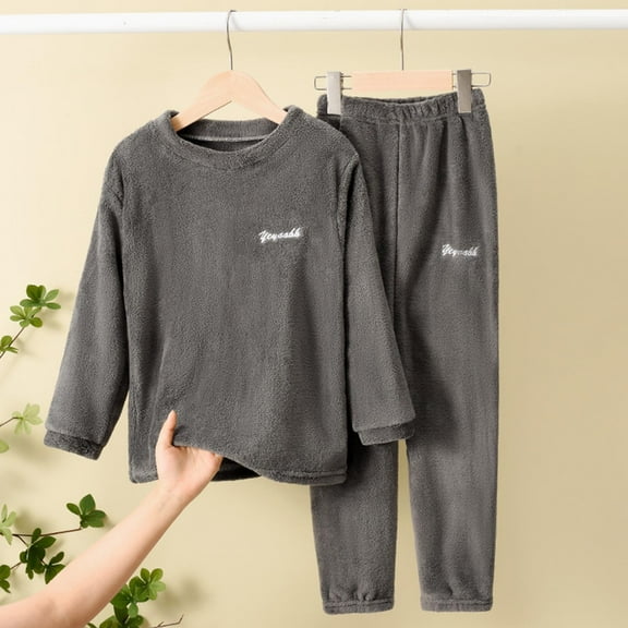 Piuwrlz Pajamas Sets Girls Sleepwear Sets Plush Nightwear Gray Size 3-4Years