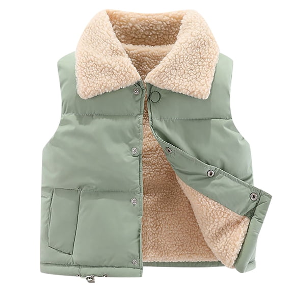 Piuwrlz Plush Coats for Kids Girls Velvet Hood Jackets Fashionable Thickening Keep Warm Lapel Collar Cotton Jacket Green Size 5 Years