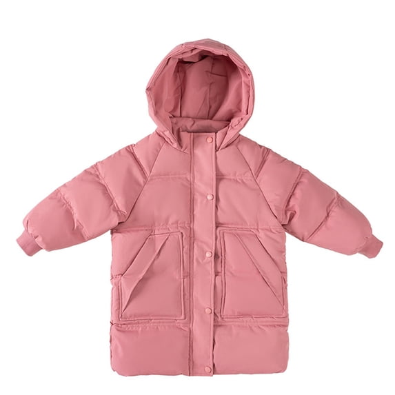 Piuwrlz Little Girls Puffer Jacket for Kids Velvet Padded Solid Color Cotton Coats Pink Size 6 Years