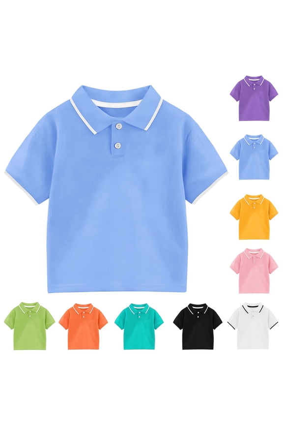 Purple polo Shirt Boys School Uniform T-Shirt Lapel Collar School Uniform T Shirt Purple Size 6 Years