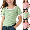 thumbnail image 1 of Piuwrlz Red Short Shirts Sleeve Kids Girls Graphic T-Shirts Crew Neck Slim Pullover Red Size 6-7Years, 1 of 6