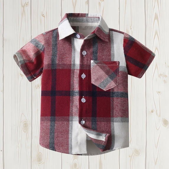 Piuwrlz Red polo Shirt Boys Button polo T-Shirt Fashionable Lapel Collar Button Shirt School Uniform T Shirt Red Size 9 Years
