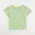 thumbnail image 1 of Piuwrlz Round Neck T-Shirts Children's Girls Short Sweatshirt Sleeve Comfortable Fashionable Solid Color Shirt Top Green Size 6 Months, 1 of 8