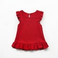 thumbnail image 1 of Piuwrlz Round Neck T-Shirts Children's Girls Short Sweatshirt Sleeve Fashionable Solid Color Lace Cotton Shirt Top Red Size 12 Months, 1 of 9