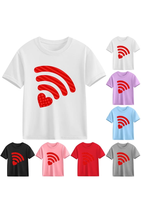 Short Shirts Sleeve Kids Girls Graphic T-Shirts Cotton Pullover Red Size 4 Years