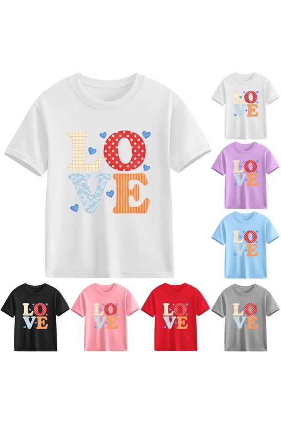 Short Shirts Sleeve Kids Girls Graphic T-Shirts Cotton Pullover White Size 5 Years