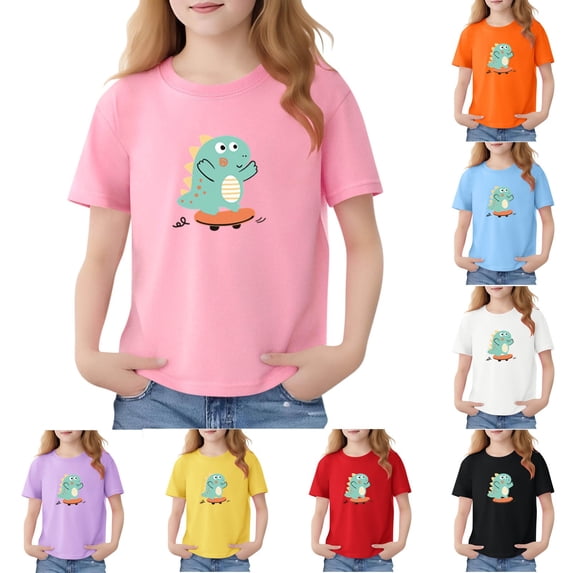 Piuwrlz Short Shirts Sleeve Kids Girls Graphic T-Shirts Crew Neck Pullover Red Size 2-3 Years