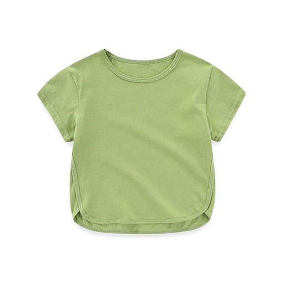 Piuwrlz Short T-Shirts Sleeve Kids Girls Round Neck Shirt Comfortable Fashionable Solid Color Shirt Top Green Size 3 Years