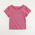 thumbnail image 1 of Piuwrlz Short T-Shirts Sleeve Kids Girls Round Neck Shirt Comfortable Fashionable Solid Color Shirt Top Hot Pink Size 2 Years, 1 of 9