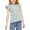 thumbnail image 1 of Piuwrlz Short T-Shirts Sleeve Kids Girls Round Neck Shirt Printed Shirt Top Purple Size 14 Years, 1 of 9