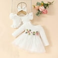 thumbnail image 1 of Piuwrlz Skirt and Jacket Set Girls Mesh Dress Set Short Sleeved Solid Color Skirts Suits White Size 12 Months, 1 of 9