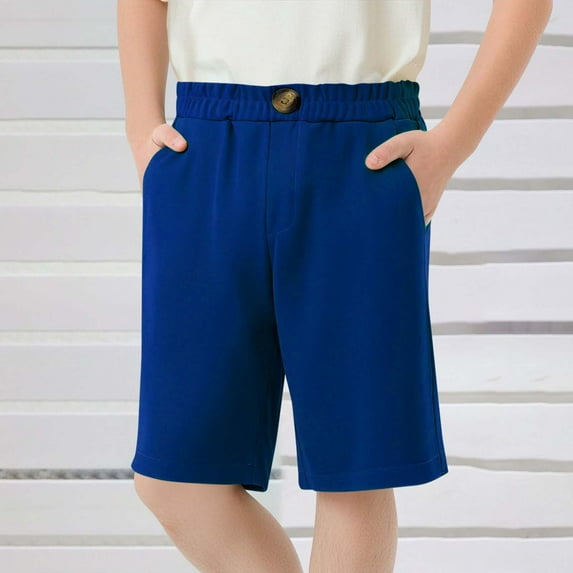 Piuwrlz Summer Short Sweatpants Kids Boy Girls Shorts Pocket Short Pants Blue Size 13 Years
