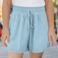 thumbnail image 1 of Piuwrlz Summer Short Sweatpants Kids Boy Girls Shorts Solid Color Cotton Elasticity Rope Short Pants Blue Size 11-12 Years, 1 of 8