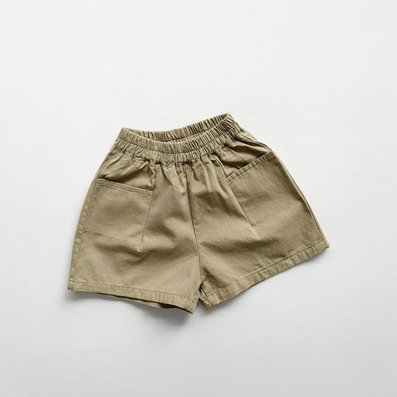 Piuwrlz Summer Short Sweatpants Kids Boy Girls Shorts Solid Color Cotton Pocket Short Pants Beige Size 80