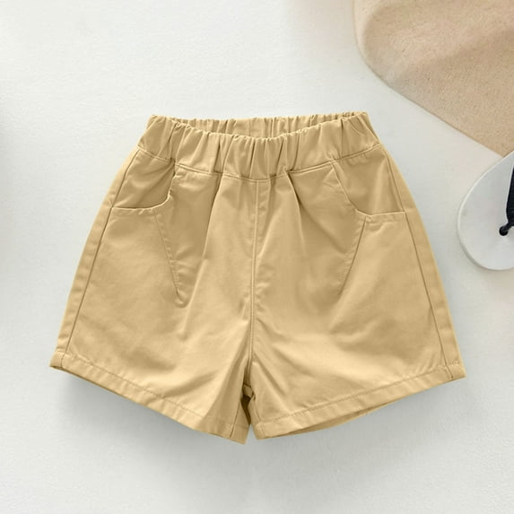 Piuwrlz Summer Short Sweatpants Kids Boy Girls Shorts Solid Color Short Pants Khaki Size 5 Years