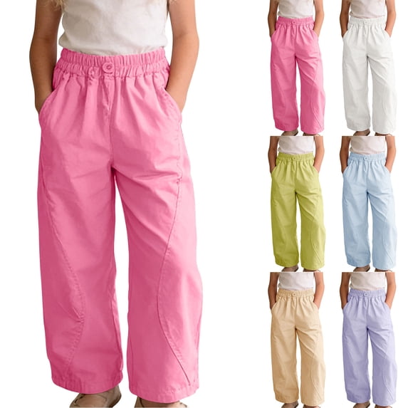 Piuwrlz Girls Boys Wide Leg Pants 3 T for Girl Sweatpants Jogger Pant Pink Size 3 T