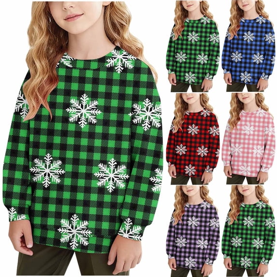 Piuwrlz Sweatshirts Kids Girls Winter Loose Sweat Top Pocket Round Neck Hoodie Green Size 9 Years