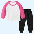 thumbnail image 1 of Piuwrlz Sweatsuits 2pcs Sets for Girls Boys Long Sleeved Hoodies and Elastic Waist Pants Solid Color Round Neck Shirt Hood Activewear Set Hot Pink Size 5 Years, 1 of 5