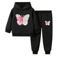 thumbnail image 1 of Piuwrlz Sweatsuits 2pcs Sets for Girls Boys Long Sleeved Hoodies and Elastic Waist Pants New Fashionable Hood Activewear Set Black Size 100, 1 of 2