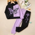 thumbnail image 1 of Piuwrlz Sweatsuits 2pcs Sets for Girls Boys Long Sleeved Hoodies and Elastic Waist Pants New Fashionable Hood Activewear Set Purple Size 130, 1 of 8