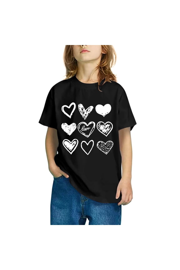 T-Shirts Tops for Kids Girls Short Sweatshirt Sleeve Black Size 5 Years