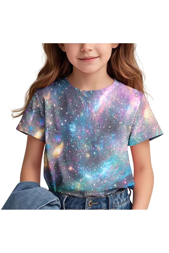 T-Shirts Tops for Kids Girls Short Sweatshirt Sleeve Dark Blue Size 4 Years