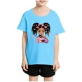 thumbnail image 1 of Piuwrlz T-Shirts Tops for Kids Girls Short Sweatshirt Sleeve Printed Round Neck Blouses T Shirt Top Sky Blue Size 12 Years, 1 of 3