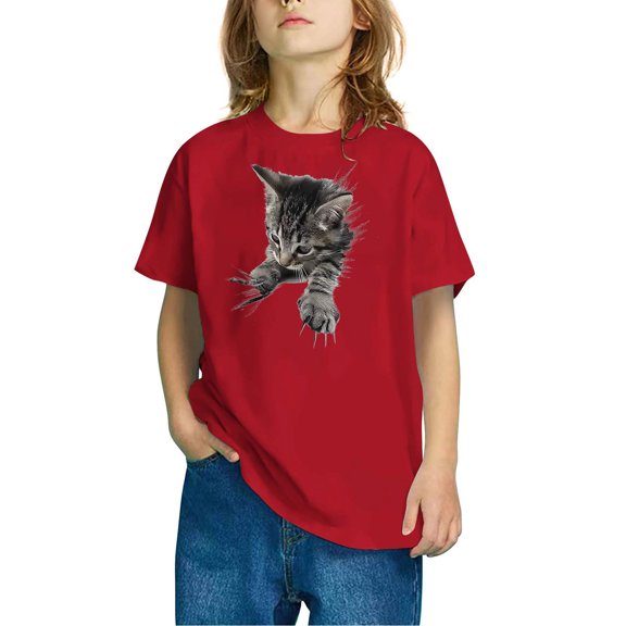 Piuwrlz T-Shirts Tops for Kids Girls Short Sweatshirt Sleeve Solid Color V-Neck T Shirt Top Red Size 5 Years