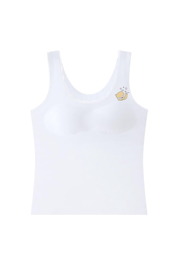 Teen Kids Bras Underwear for Big Girls Breathable Bra Comfortable Printed Breathable Sports Bras White Size L