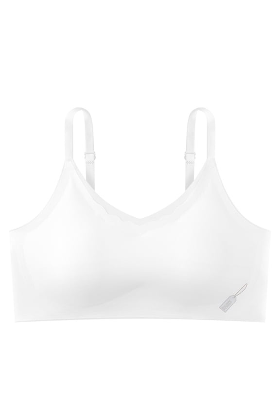 Teen Kids Bras Underwear for Big Girls Breathable Bra Printed Solid Color Sports Bras White Size 14 Years