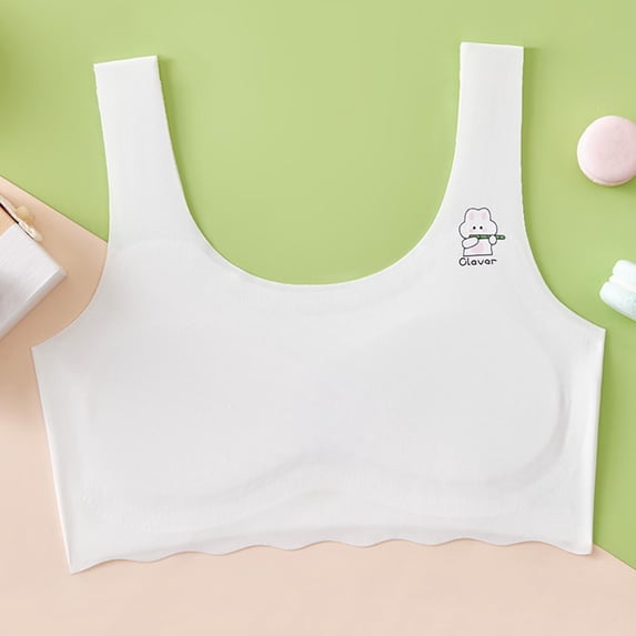 Piuwrlz Teen Kids Bras Underwear for Big Girls Breathable Bra Printed Sports Bras White Size 9 Years