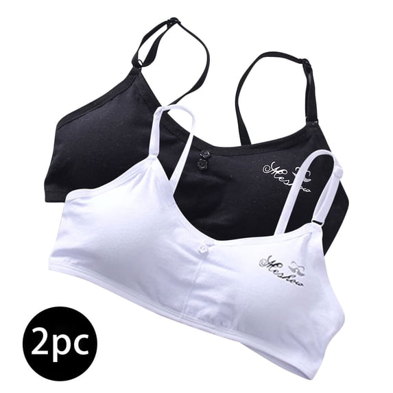 Piuwrlz Teen Kids Bras Underwear for Big Girls Breathable Bra Printed Sports Bras White Size Free Size